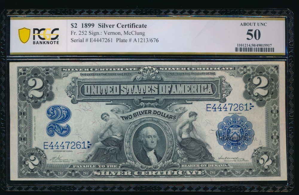 Fr. 252 1899 $2  Silver Certificate  PCGS 50 E4447261