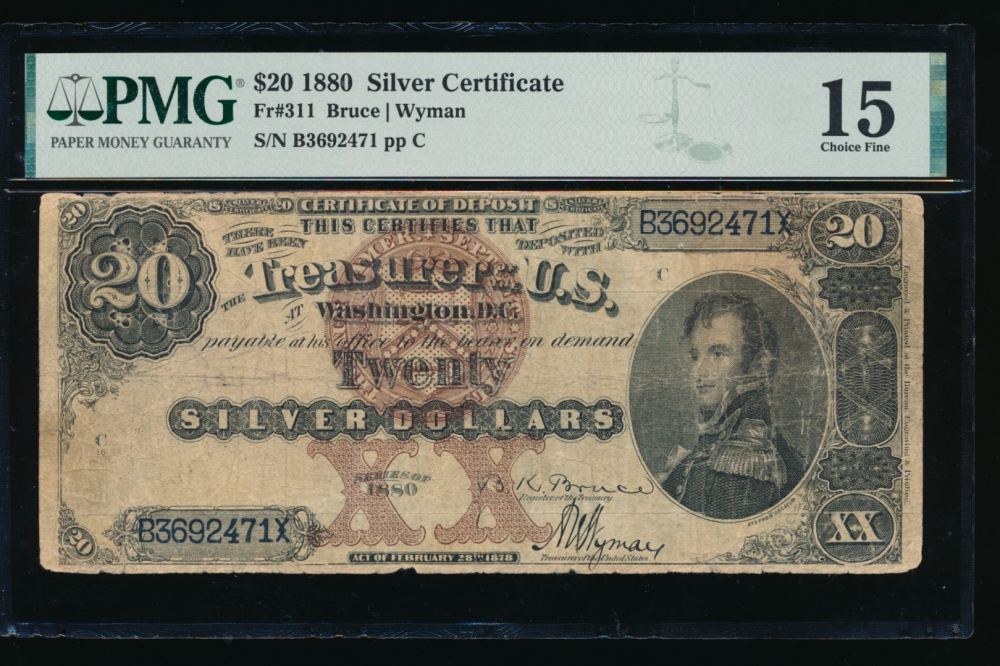 Fr. 311 1880 $20  Silver Certificate  PMG 15 B3692471