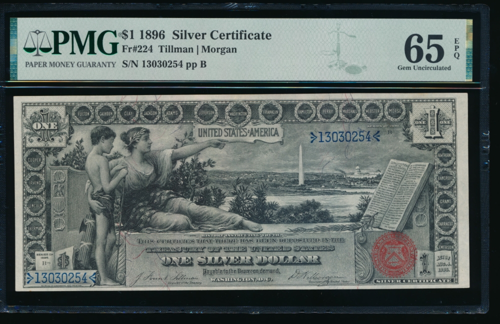Fr. 224 1896 $1  Silver Certificate  PMG 65EPQ 13030254