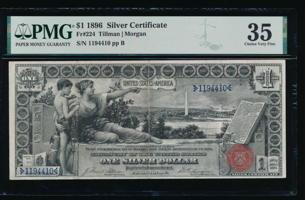 Fr. 224 1896 $1  Silver Certificate  PMG 35 1194410