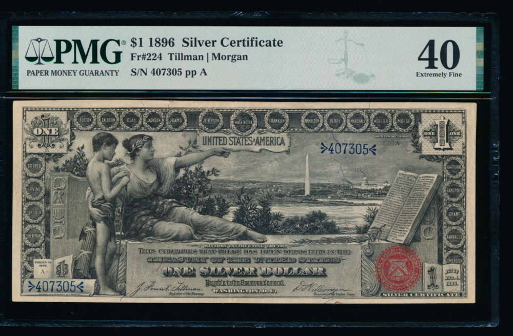 Fr. 224 1896 $1  Silver Certificate  PMG 40 407305