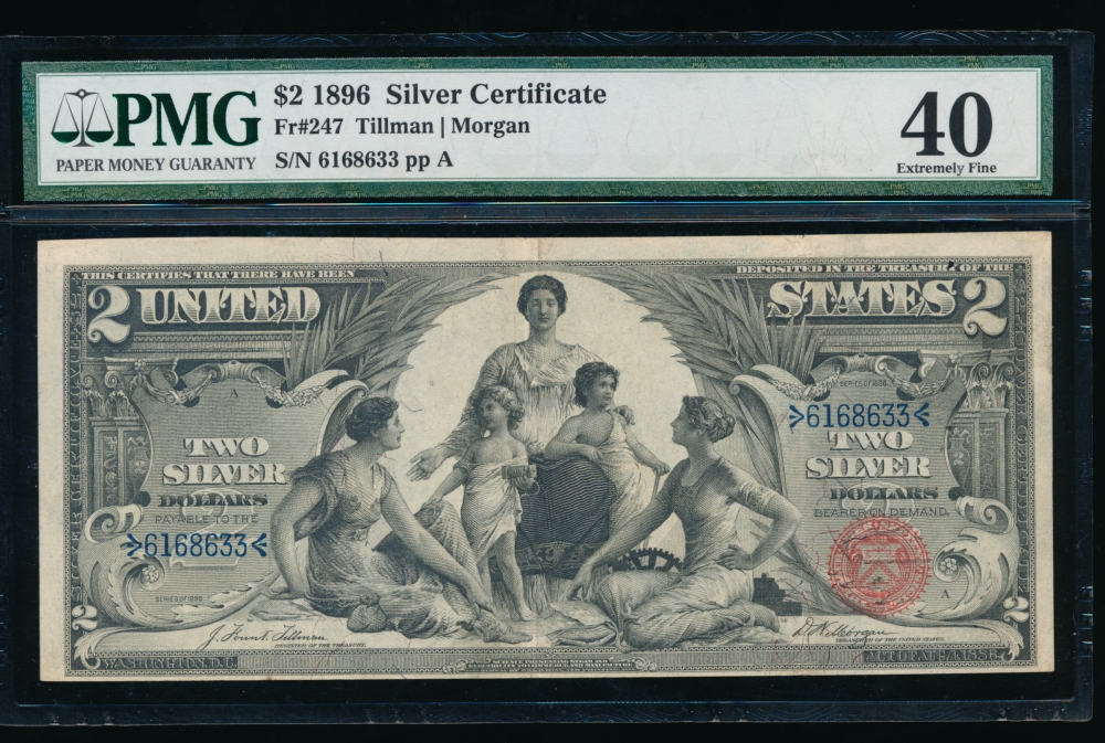 Fr. 247 1896 $2  Silver Certificate  PMG 40 6168633