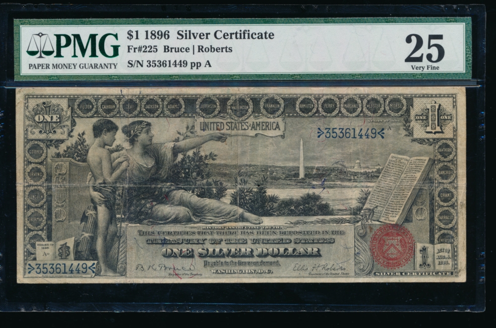 Fr. 225 1896 $1  Silver Certificate  PMG 25 35361449