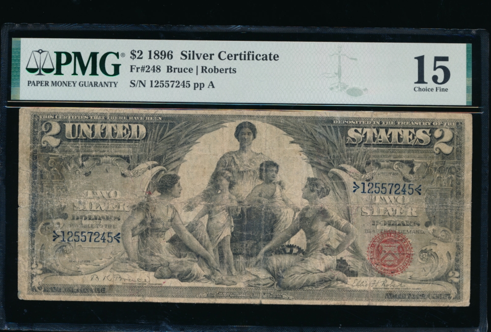 Fr. 248 1896 $2  Silver Certificate  PMG 15 comment 12557245