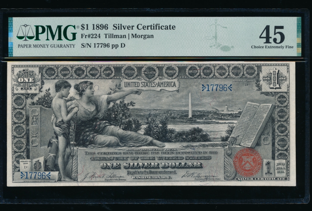 Fr. 224 1896 $1  Silver Certificate  PMG 45 17796