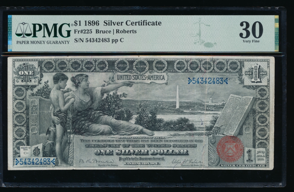 Fr. 225 1896 $1  Silver Certificate  PMG 30 comment 5432483