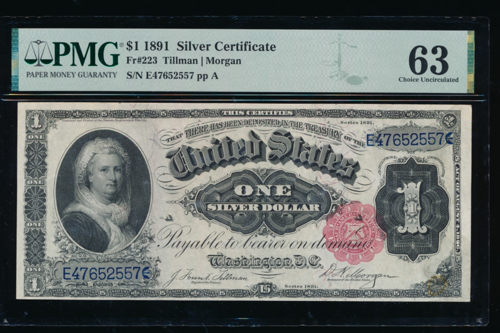 Fr. 223 1891 $1  Silver Certificate  PMG 63 comment E47652557