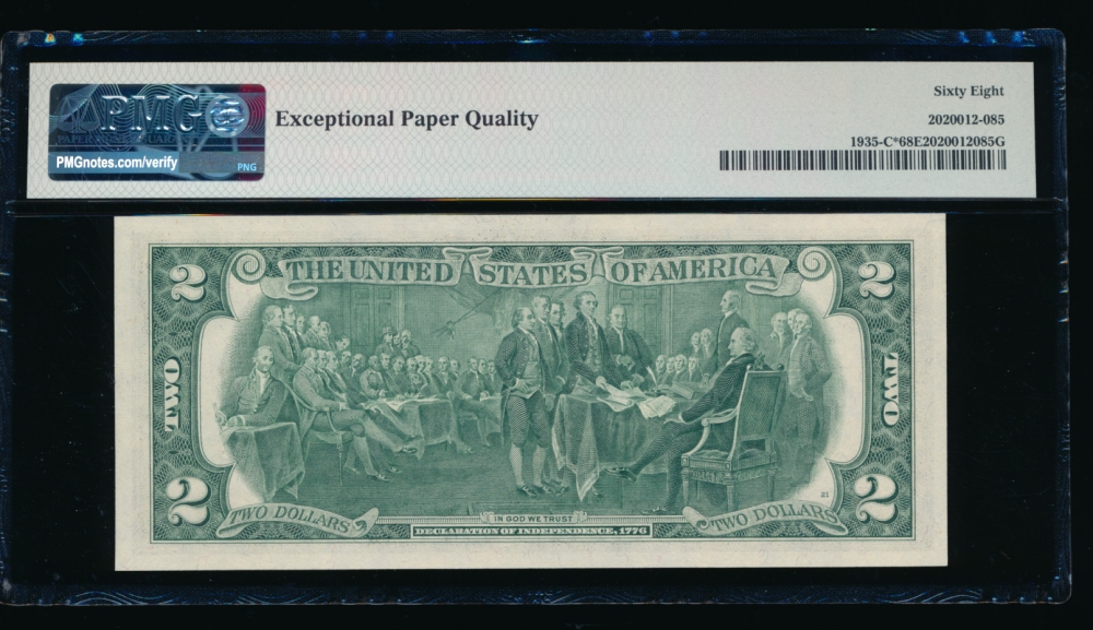 Fr. 1935-C 1976 $2  Federal Reserve Note Philadelphia star PMG 68EPQ C00469146* reverse