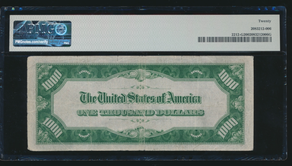 Fr. 2212-G 1934A $1,000  Federal Reserve Note Chicago PMG 20 G00229721A reverse