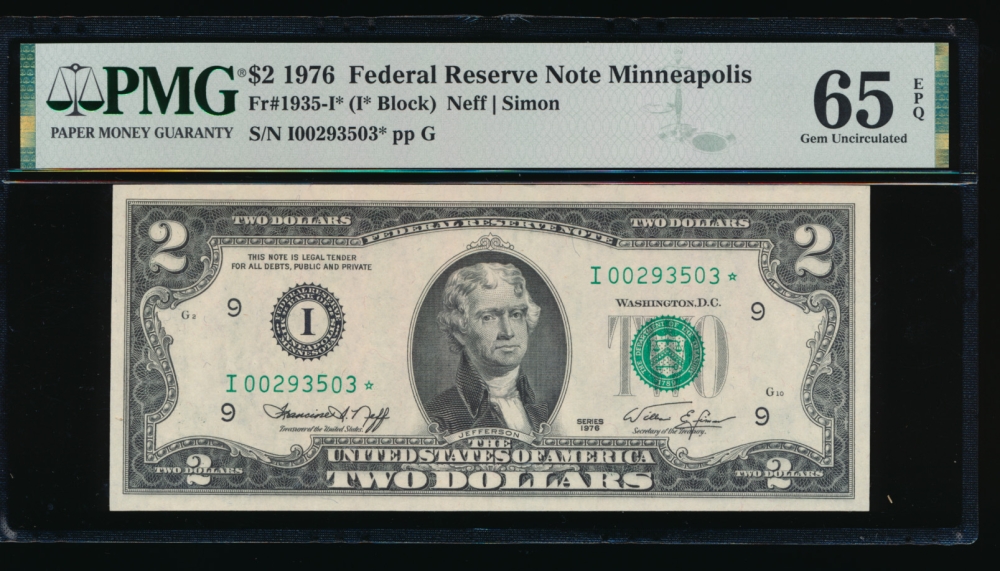 Fr. 1935-I 1976 $2  Federal Reserve Note Minneapolis star PMG 65EPQ I00293503*