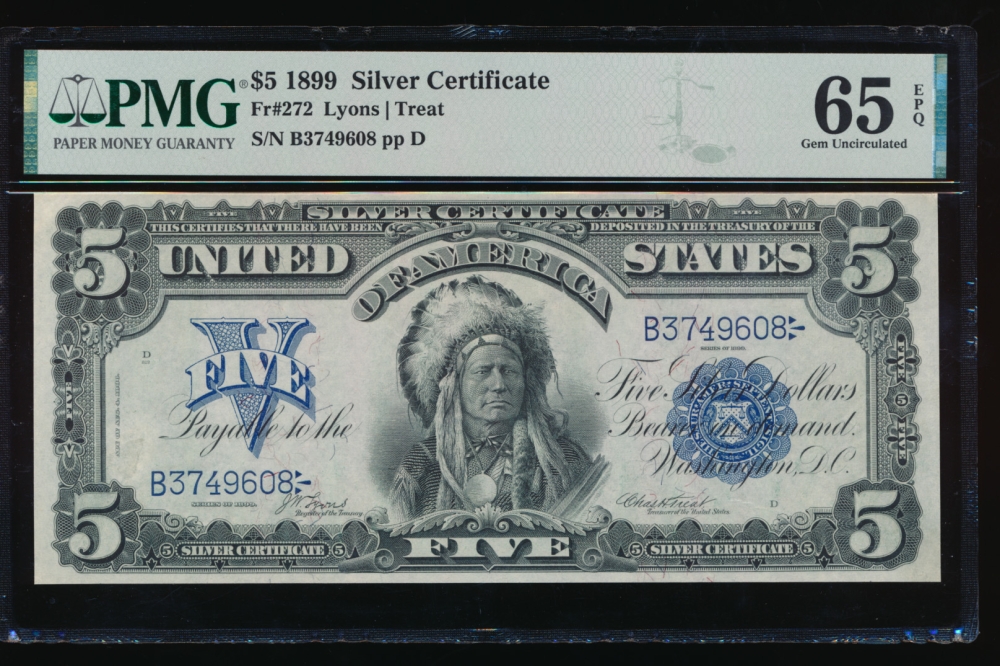 Fr. 272 1899 $5  Silver Certificate  PMG 65EPQ B3749608 obverse