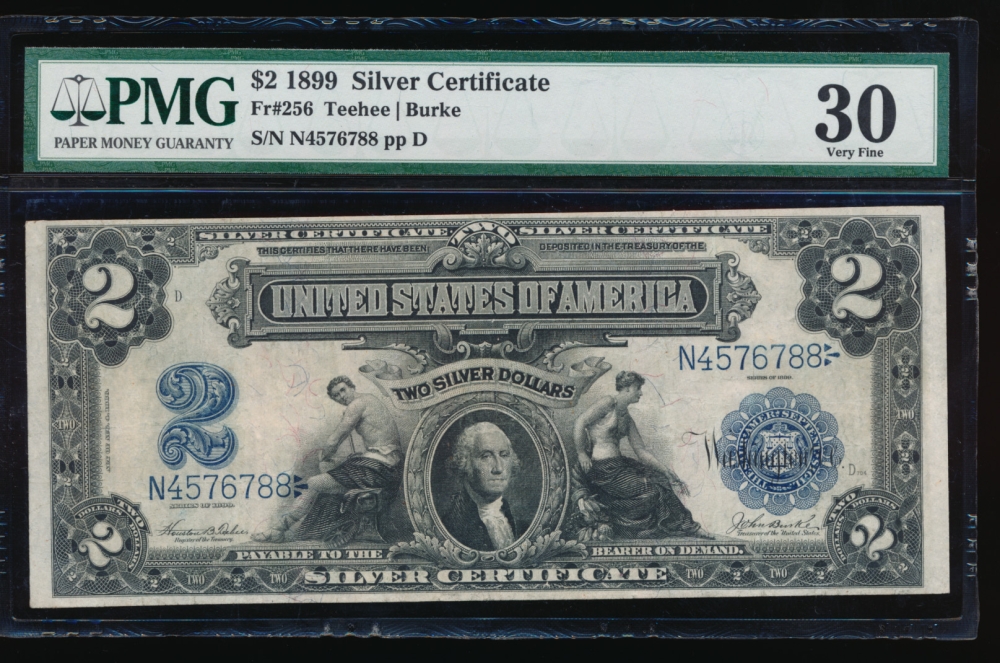 Fr. 256 1899 $2  Silver Certificate  PMG 30 N4576788
