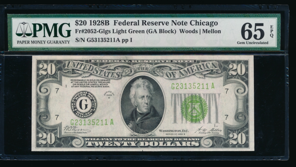 Fr. 2052-G 1928B $20  Federal Reserve Note Chicago LGS PMG 65EPQ G23135211A