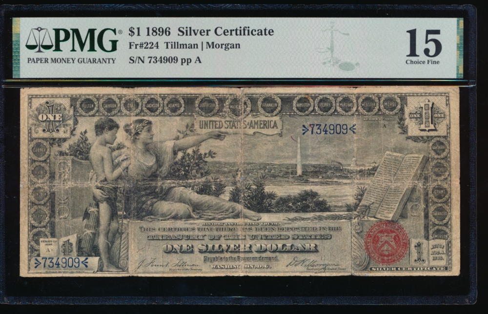 Fr. 224 1896 $1  Silver Certificate  PMG 15 734909