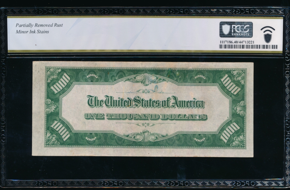 Fr. 2212-H 1934A $1,000  Federal Reserve Note Saint Louis PCGS 40 details H00052940A reverse