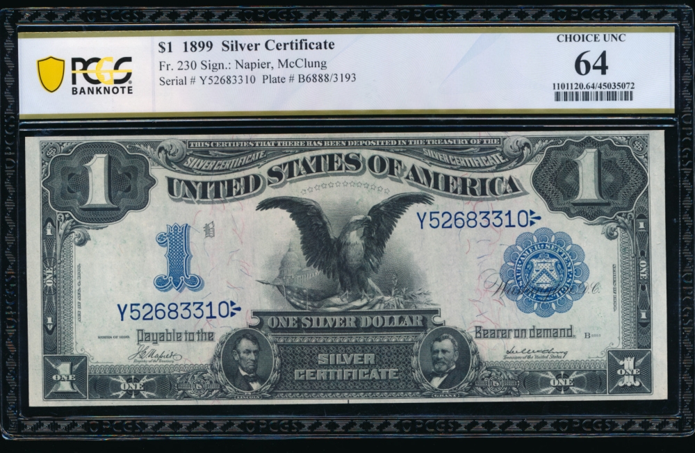 Fr. 230 1899 $1  Silver Certificate  PCGS 64 Y52683310