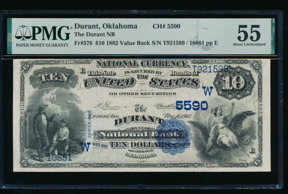 Fr. 578 1882 $10  National: Value Back Ch #5590 The Durant National Bank of Durant, Oklahoma PMG 55 10881