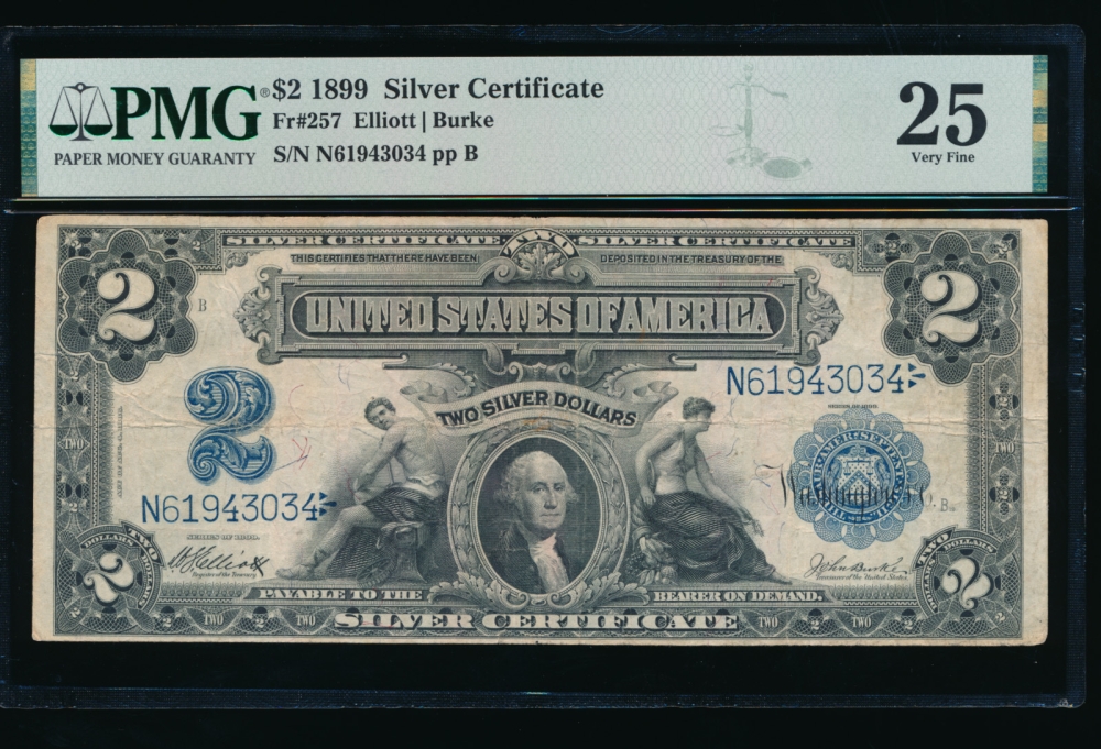 Fr. 257 1899 $2  Silver Certificate  PMG 25 N61943034