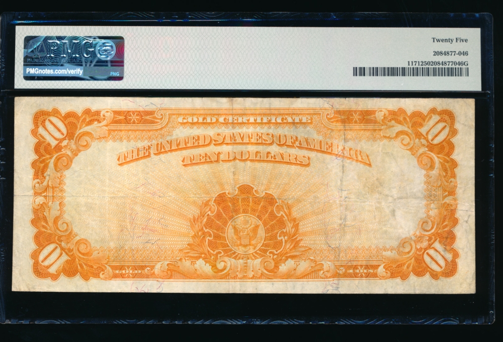 Fr. 1171 1907 $10  Gold Certificate  PMG 25 E2154992 reverse