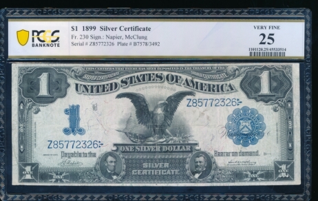 Fr. 230 1899 $1  Silver Certificate  PCGS 25 Z85772326