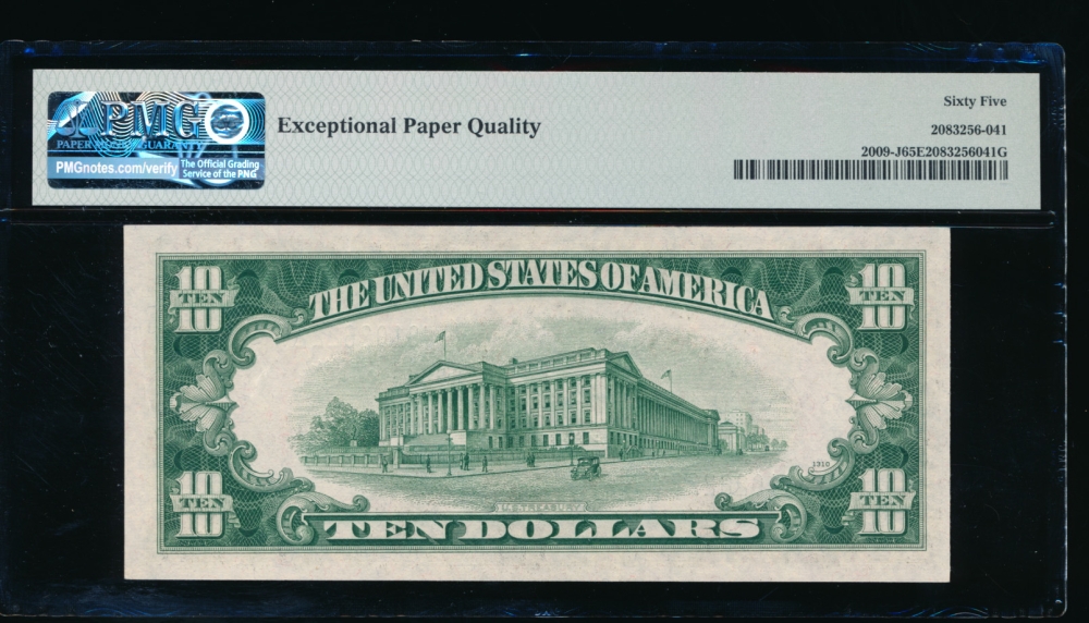 Fr. 2009-J 1934D $10  Federal Reserve Note Kansas City PMG 65EPQ K81026222A reverse