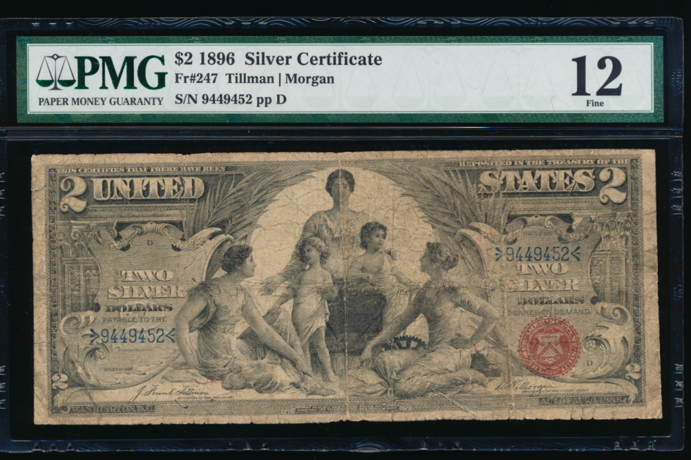 Fr. 247 1896 $2  Silver Certificate  PMG 12 9449452