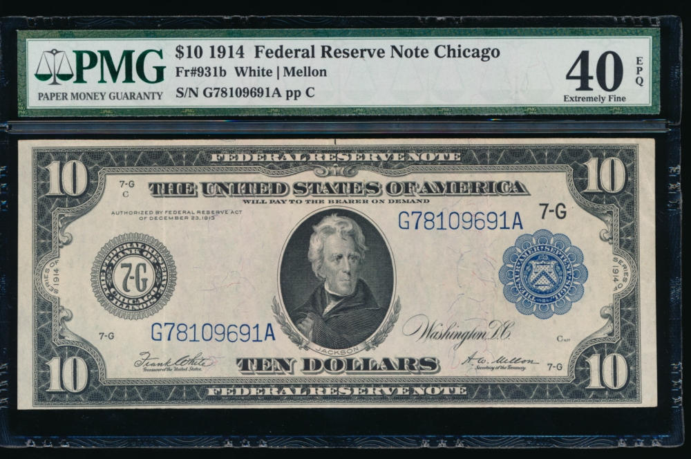Fr. 931b 1914 $10  Federal Reserve Note Chicago PMG 40EPQ G78109691A
