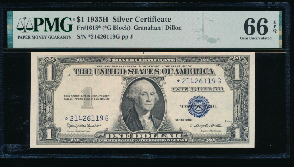 Fr. 1618 1935H $1  Silver Certificate *G block PMG 66EPQ *21426119G