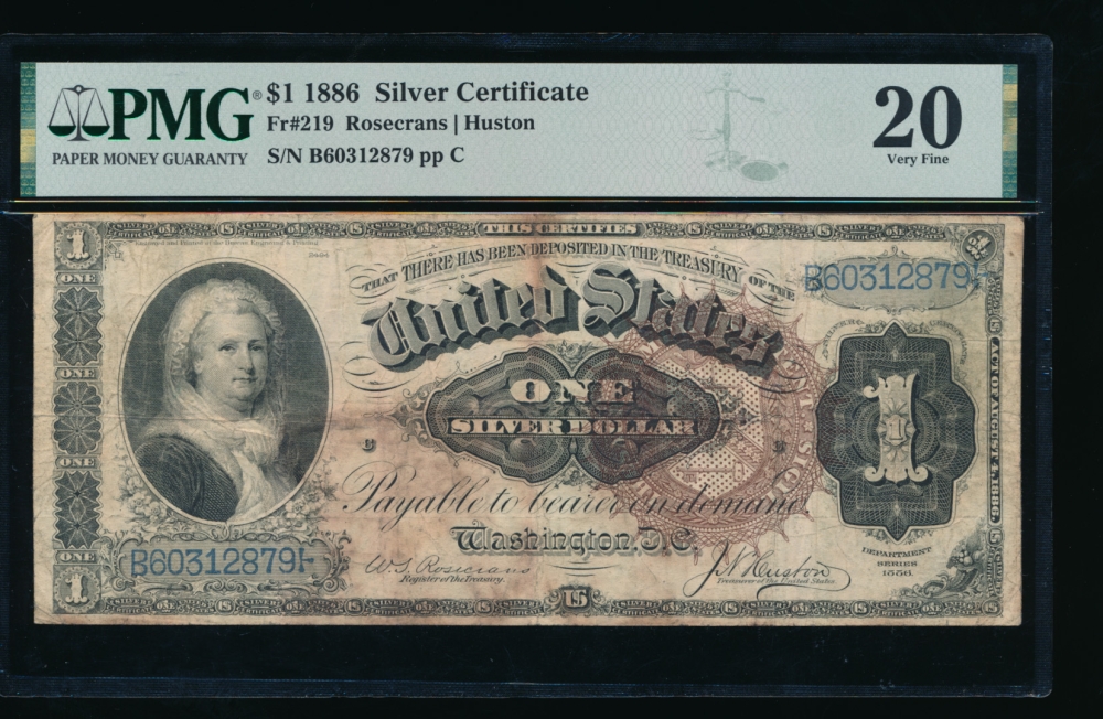 Fr. 219 1886 $1  Silver Certificate  PMG 20 comment B60312879