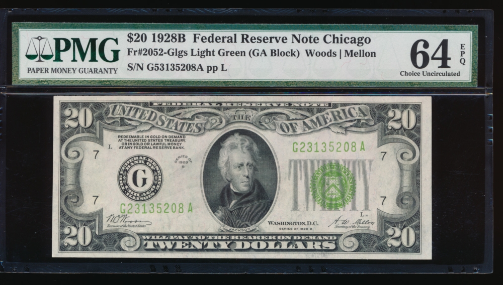 Fr. 2052-G 1928B $20  Federal Reserve Note Chicago LGS PMG 64EPQ G23135208A