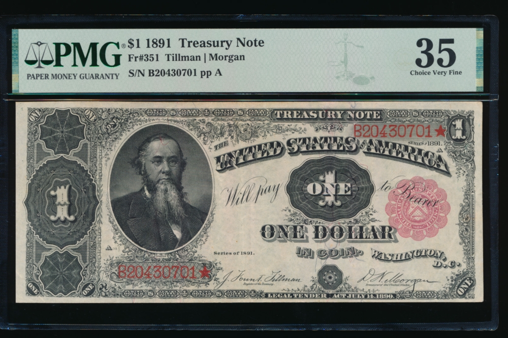 Fr. 351 1891 $1  Treasury Note  PMG 35 comment B20430701*