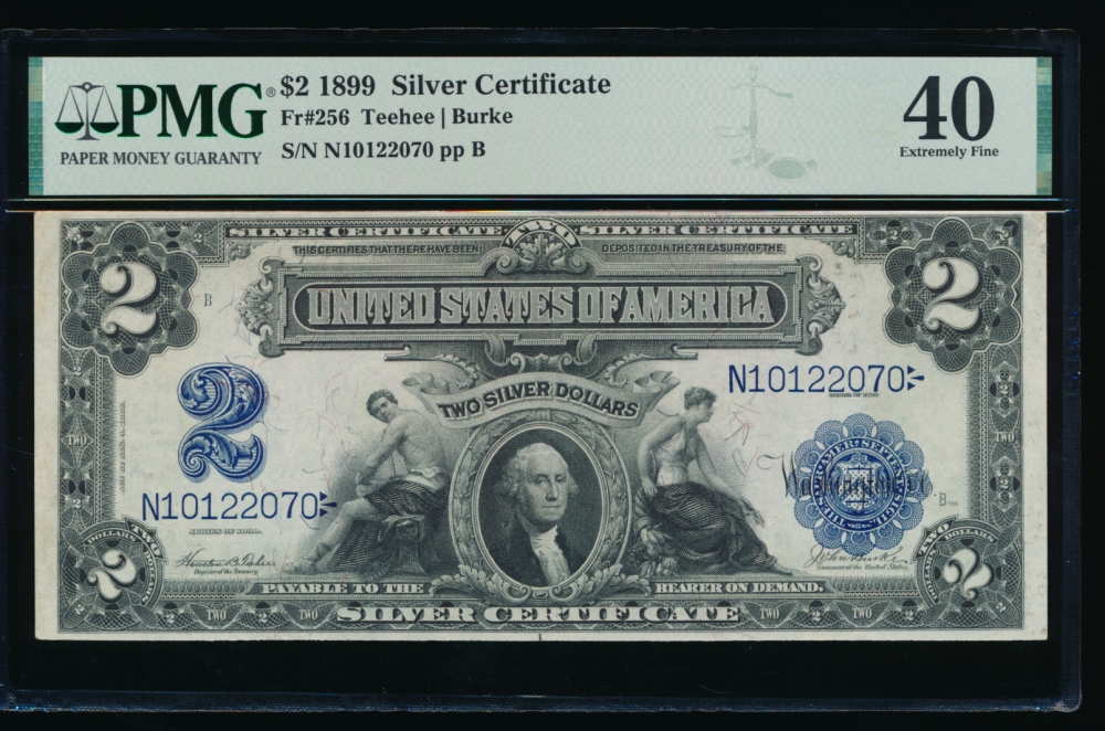 Fr. 256 1899 $2  Silver Certificate  PMG 40 N10122070