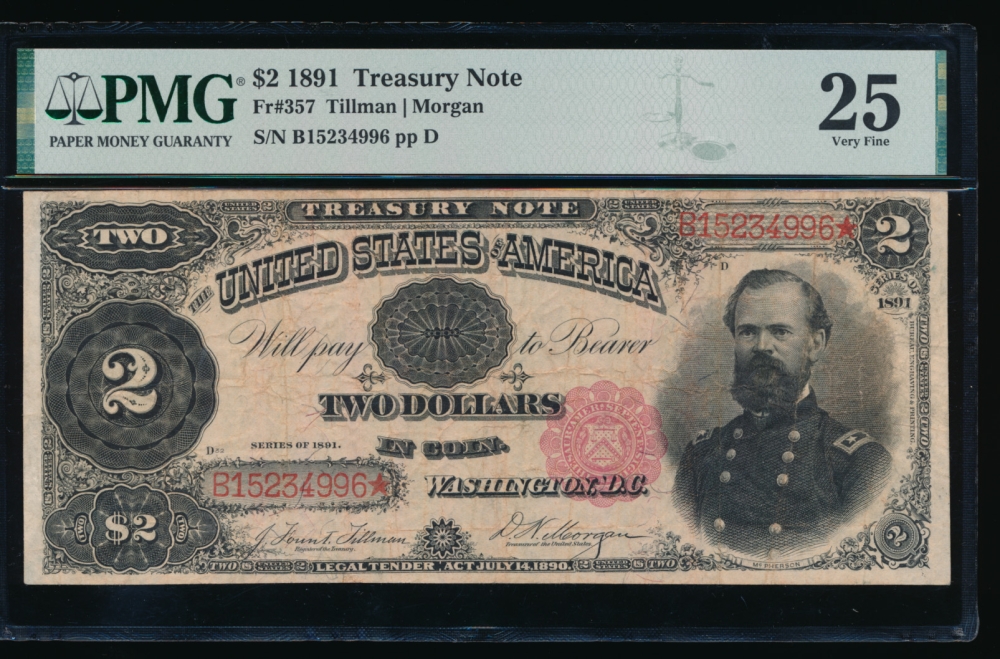 Fr. 357 1891 $2  Treasury Note  PMG 25 B15234996*