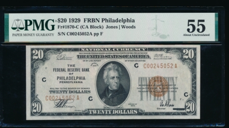 Fr. 1870-C 1929 $20  FRBN Philadelphia PMG 55 C00145052A