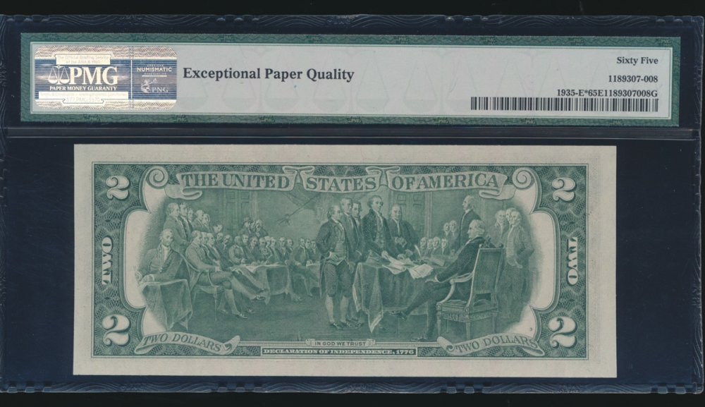Fr. 1935-E 1976 $2  Federal Reserve Note Richmond star PMG 65EPQ E00618080* reverse