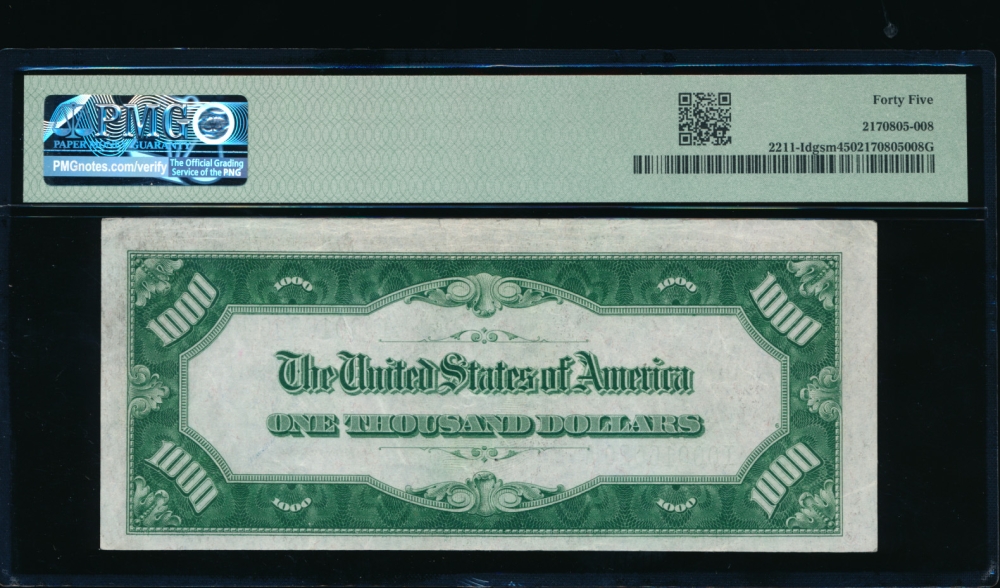 Fr. 2211-I 1934 $1,000  Federal Reserve Note Minneapolis PMG 45 I00016020A reverse