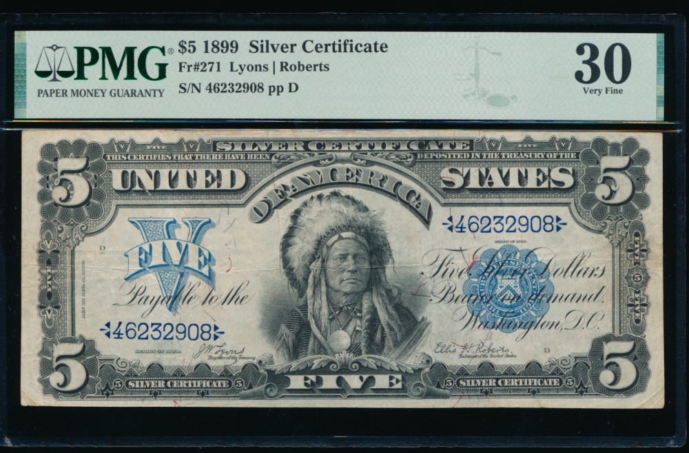 Fr. 271 1899 $5  Silver Certificate  PMG 30 46232908 obverse