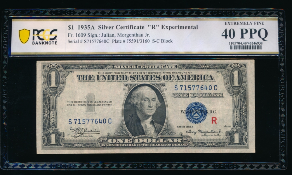 Fr. 1609 1935A $1  Silver Certificate R Experimental PCGS 40PPQ S71577640C