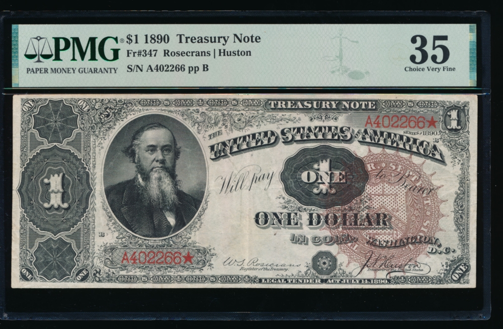 Fr. 347 1890 $1  Treasury Note  PMG 35 A402266*
