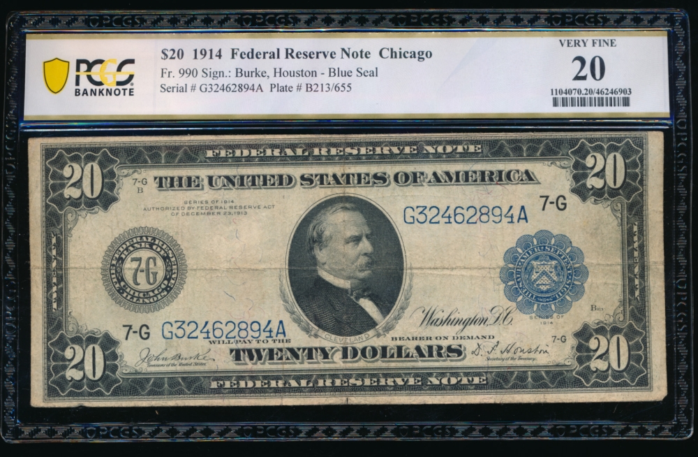 Fr. 990 1914 $20  Federal Reserve Note Chicago PCGS 20 G32462894A