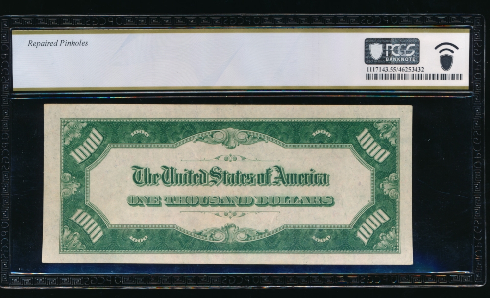 Fr. 2211-L 1934 $1,000  Federal Reserve Note San Francisco LGS PCGS 55 details L00010675A reverse