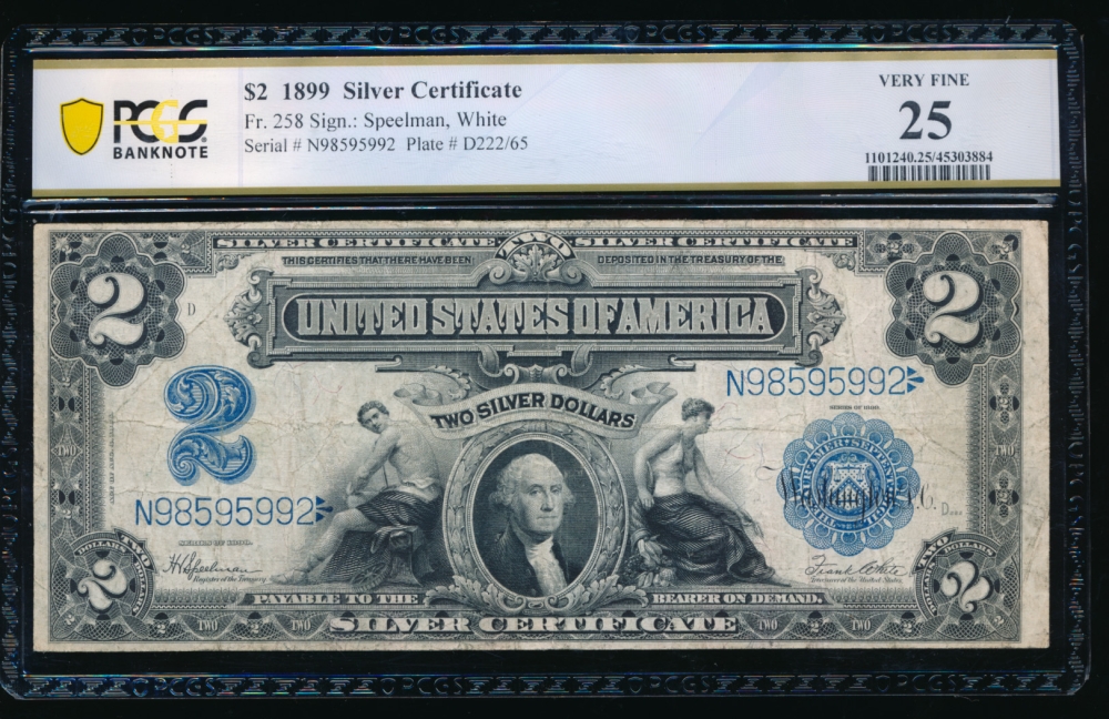 Fr. 258 1899 $2  Silver Certificate  PCGS 25 N98595992
