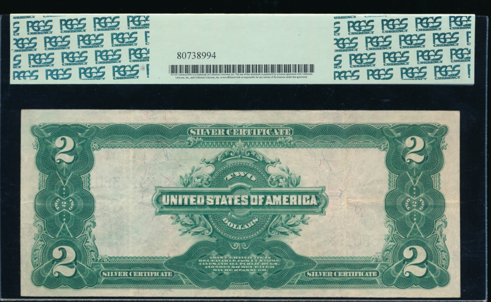 Fr. 256 1899 $2  Silver Certificate  PCGS-C 35 N49738019 reverse