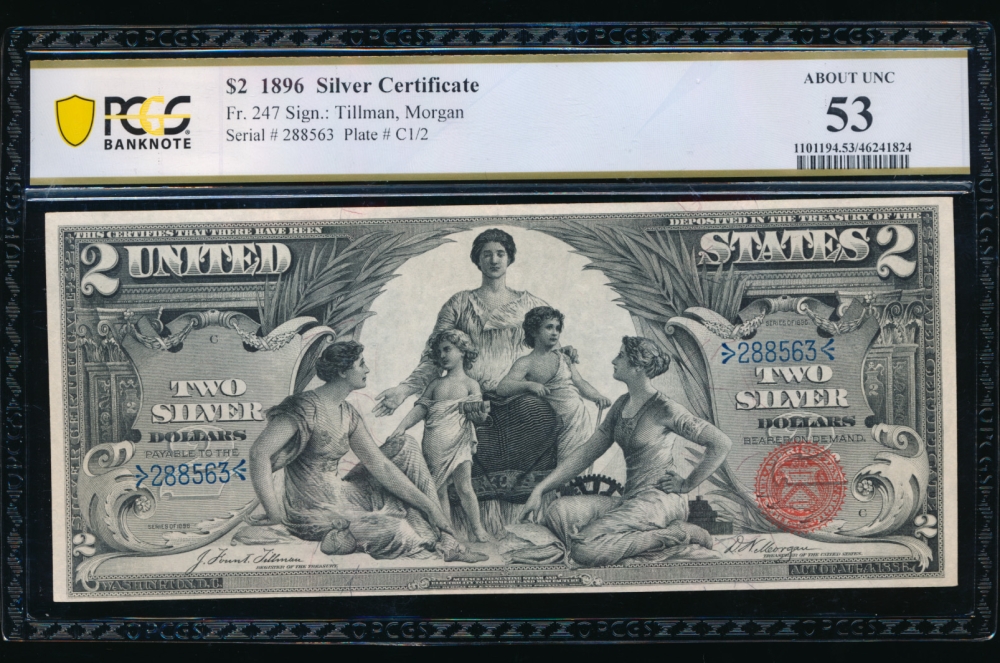 Fr. 247 1896 $2  Silver Certificate  PCGS 53 288563 obverse