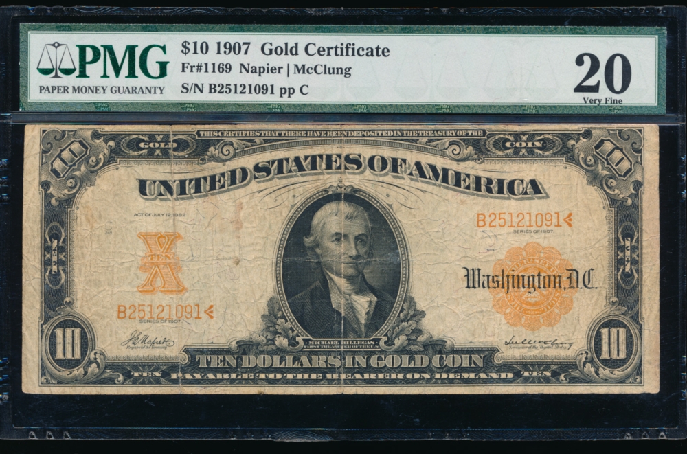 Fr. 1169 1907 $10  Gold Certificate  PMG 20 B25121091