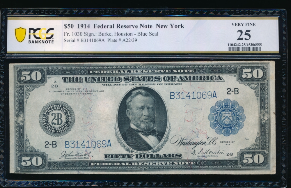 Fr. 1030 1914 $50  Federal Reserve Note New York PCGS 25 B3141069A