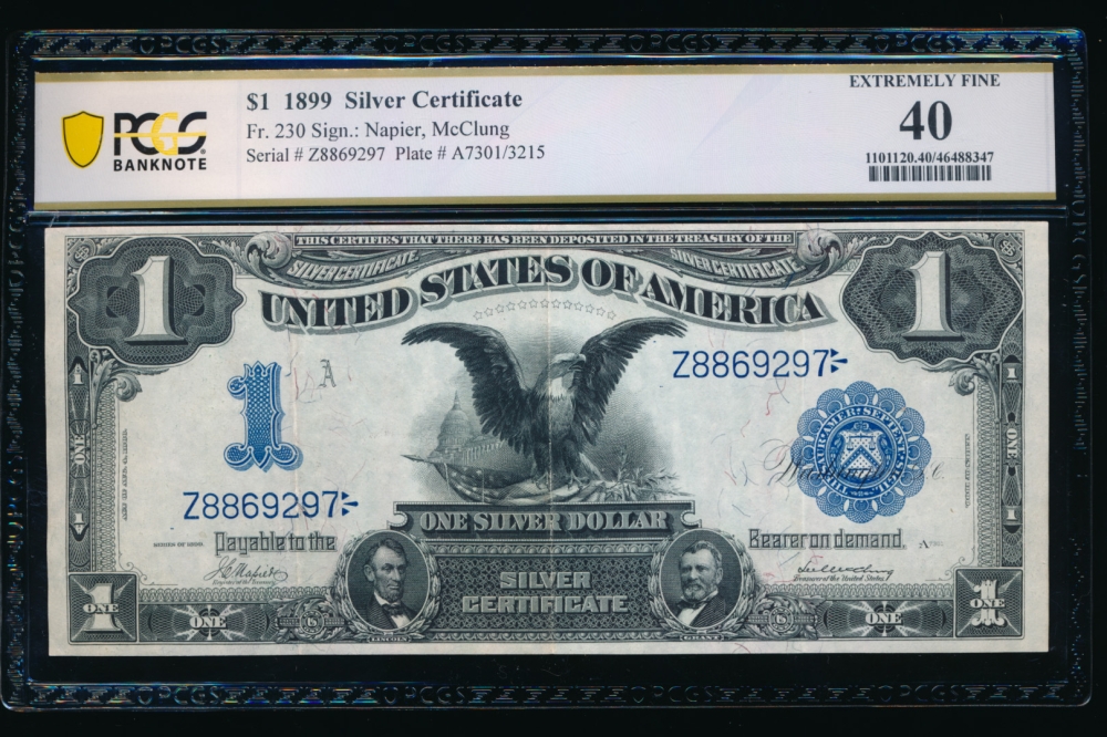 Fr. 230 1899 $1  Silver Certificate  PCGS 40 Z8869297
