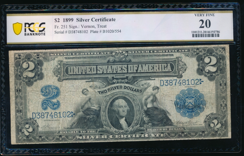 Fr. 251 1899 $2  Silver Certificate  PCGS 20 D387481102