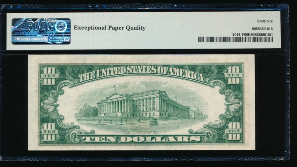 Fr. 2014-F 1950D $10  Federal Reserve Note Atlanta PMG 66EPQ F62182806C reverse