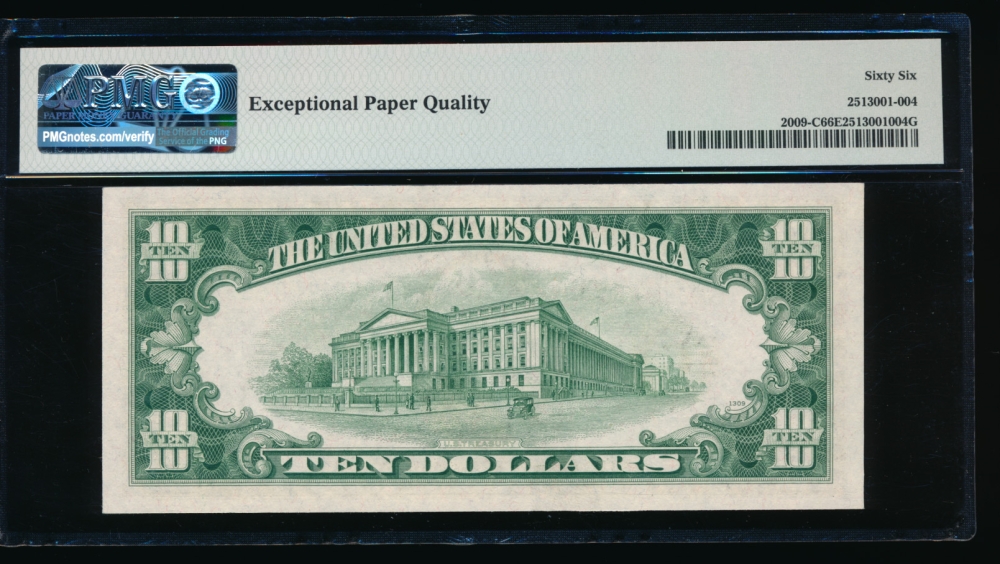 Fr. 2009-C 1934D $10  Federal Reserve Note Philadelphia PMG 66EPQ C85531407B reverse